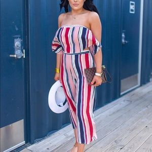 2 Piece Striped Capri Set